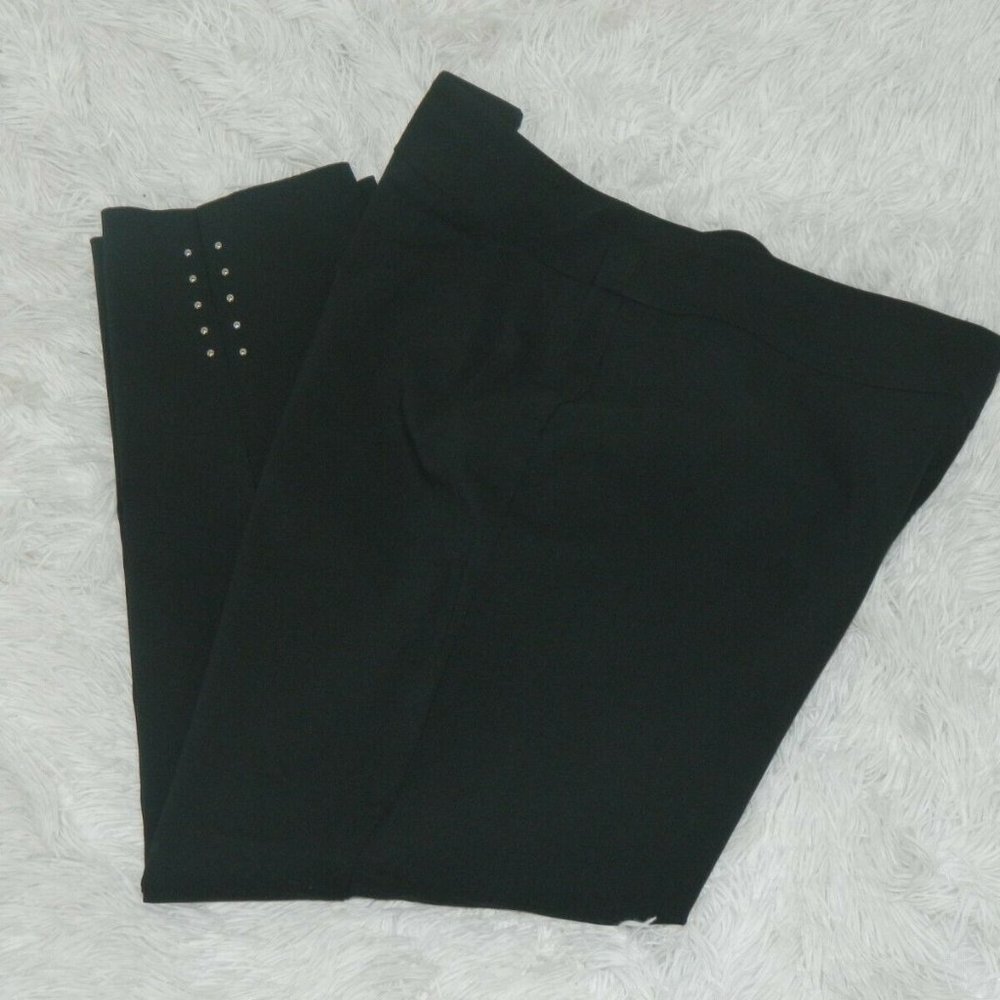 Briggs New York Pants Black Size 24W Plus Size Comfort Waist Silver Beads Leg
